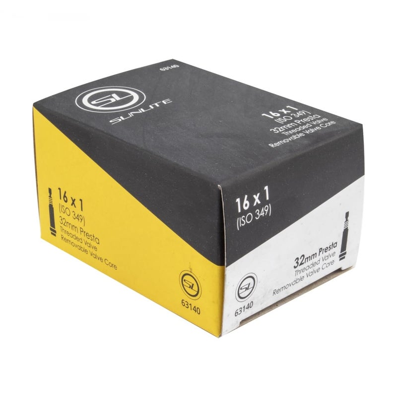 Sunlite Standard Presta Valve Tubes, 16 x 1.0 (349 x 19) / 32mm, Black - Image 1